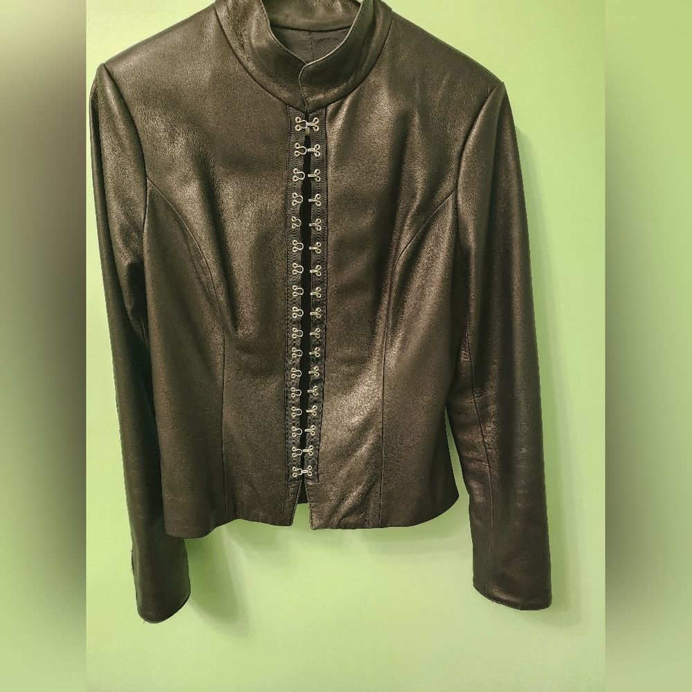 Isabel black leather jacket, size medium